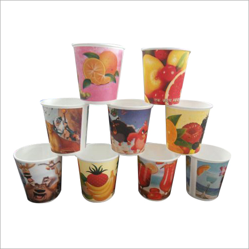 Designer Print Cold Drink Paper Cup - Paper, 200 ml, Multicolored | Eco-Friendly, Leak Proof, Biodegradable, Lightweight, for Parties & Events