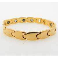 Tungsten Bio Magnetic Bracelet - 8mm Adjustable, Gold Color With 3000 Gauss Magnets - Better Concentration, Energy, Stress Reduction, Pain Relief