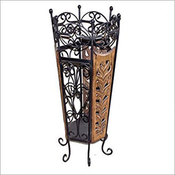Mango Wood & wrought Iron Umbralla Stand