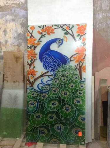 Peacock Glass Painting Medium: Oil