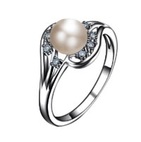 Pure 925 Silver Pearl Finger Wedding Rings For Ladies
