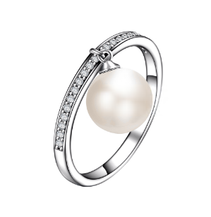 925 Sterling Silver Round Shaped Freshwater Pearl Women Rings Jewelry By GLOBALTRADE