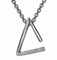 Opened Triangle Rhodium Plated Sandblasting Silver Charm Pendant Necklace Earring Jewelry Set
