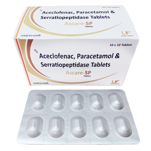 Aceclofenac 100mg, Paracetamol 325mg &  Serratiopeptidase 10mg Tablets