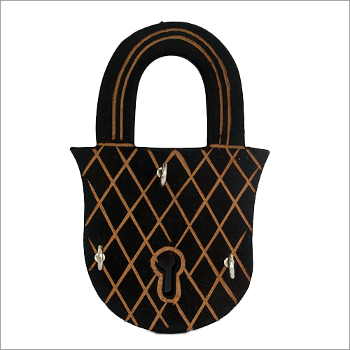 Polished Lock Shape Wooden Key Holder