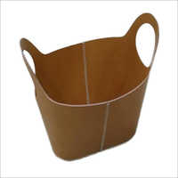 Leather Basket - Leather, 5-10 Kg Capacity, Brown Color | Handmade, Fully Lined, Durable, Damage Resistant, Customizable, Easy To Clean