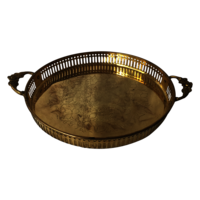 Brass Tray With Floral Handles