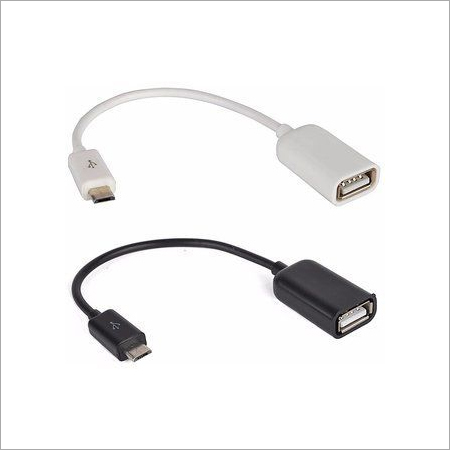 OTG CABLE - 4.5" Length, White Color | Mobile Phone Connection Kit with USB 2.0 Port, Right Angle Micro-USB OTG Connector, Instant Compatibility