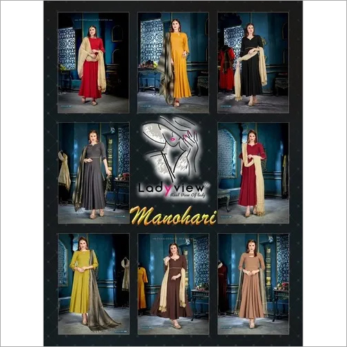 Designer Weaving Butti rayon Kurti with Dupatta