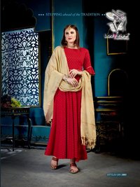 Designer Weaving Butti rayon Kurti with Dupatta