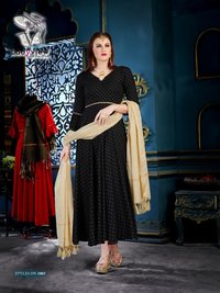 Designer Weaving Butti rayon Kurti with Dupatta