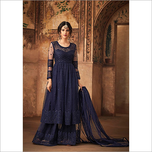Fancy Blue Color Sharara Suit at Rs.999/Piece in surat offer by Jenal  Enterprise