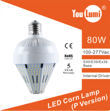 Led Corn Down Light 80W 130Lm/W T Version Corn Light Voltage: 100-277Vac  50/60Hz (Not Compatible With Ballasts)