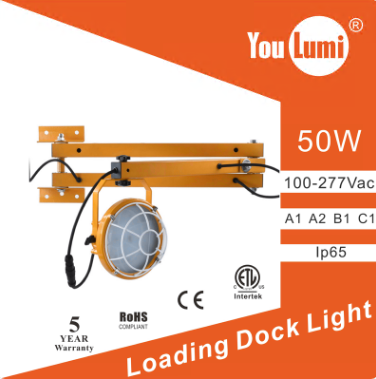 LED Loading Dock Light 50W Double Arms 120LM/W 360