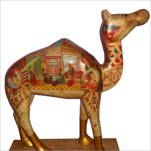 Polished Wooden Handicraft Painted Camel