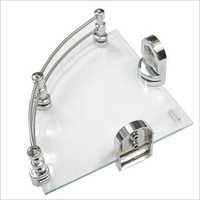 Glass Corner Shelf - Stainless Steel & Toughened Glass, Available In Different Sizes, Transparent Finish With Smooth Edges & Dimensional Accuracy