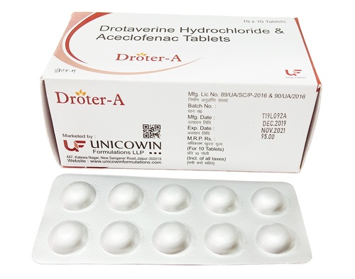 Drotaverine 80mg & Aceclofenac 100mg Tablets