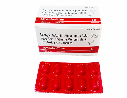 Alpha lipoic Acid 100mg, Methylcobalamin 1500mcg, Pyridoxine 3mg, Folic Acid 1.5mg & Thiamine Mononitrate 10mg Capsules