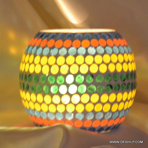 Mosaic Glass Candle Votive for decoration