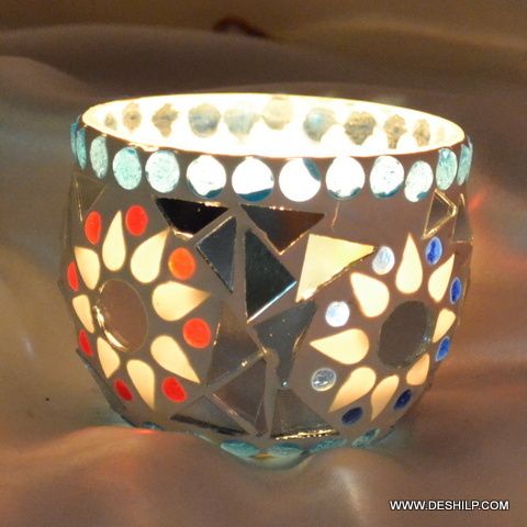 Small Mosaic Glass Votive