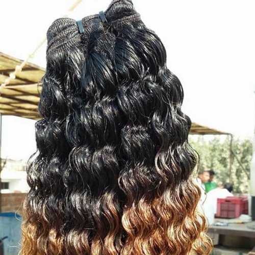 Curly Hair Extensions - Human Hair, 12-24 Inches, Black/Blonde | Weft Texture for Volume, Length & Style Versatility