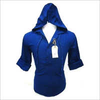 Mens Hooded Shirts - Cotton, Denim Cotton Mix & Polyester, Sizes S-xxxl, Blue | Full Sleeves, Quick Dry, Easy To Wash, Casual Styling
