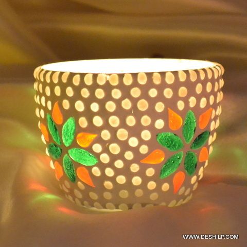 Two Color Mosaic Candle Votive