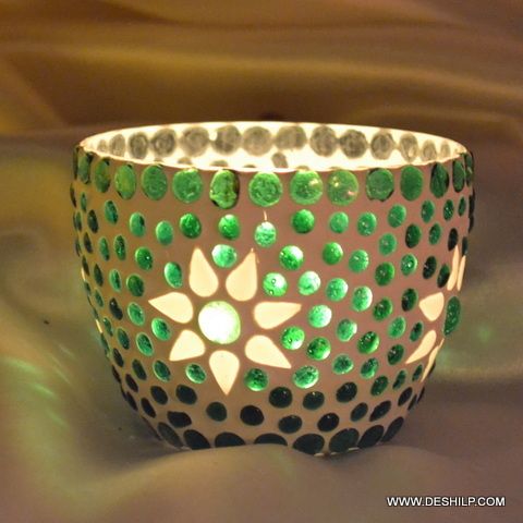 T Light Candle Holder With Mosaic