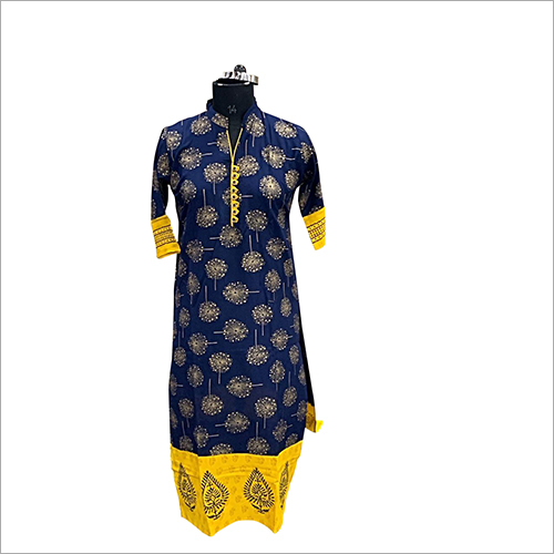 Ladies Modern Kurti - Cotton and Silk Blend, M/L/XL/XXL Sizes, Multicolored Printed Patterns, Short Sleeve Style, Casual Daily Wear