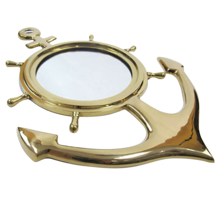 Brass Anchor Wheel Mirror
