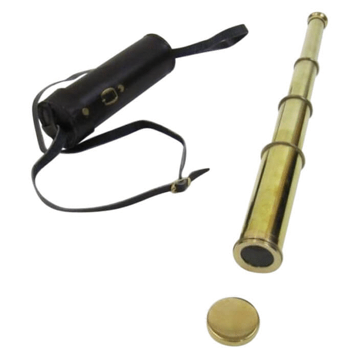 Solid Brass Pullout Telescope With Leather Case