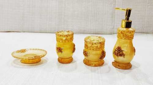 Ceramic Bath Set - Glossy Beige Finish, 4-Piece Varied Dimensions | Elegant Design, Durable Material, Easy Cleaning, Stylish Bathroom