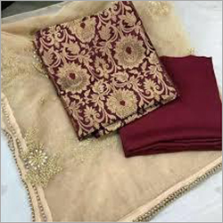 Suit Dress Fabric - Soft Yarn Blend, Light Weight & Quick Dry | Embroidered Motifs, Printed Patterns, Customizable Design