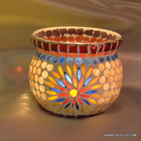 Multicolored Kulia Shape Glass Small Votive