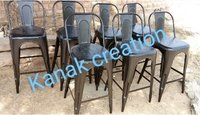 Vintage Antique High Bar Chair Iron Metal Bar Stool Tolix with Back