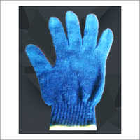 Blue Cotton Knitted Glove