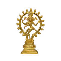 10 Inch Brass Nataraja Idol - Gold Plated, Easy To Clean, Moisture Proof, Rust Proof, Polished Finish