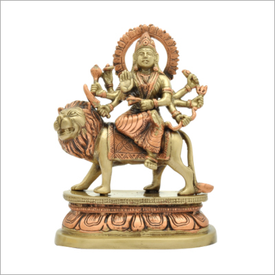 Durga Devi Idol - Metal, Polished Finish | Indian Style, Decorative Design, Bubble Wrapped Protection, Multi-Purpose Use in Temples & Homes