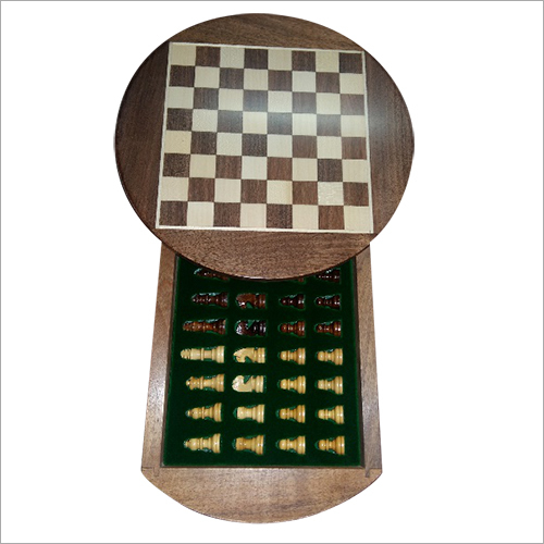 Sheesam Wood Round Magnetic Chess - Brown Magnetic Game on Solid Iron Plate | Stylish and Modern Design for Adults