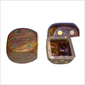 Wooden Domino Dice - 3 Inch Brown Color with Golden Points | Ideal for Indoor Games and Portable Scoring Units