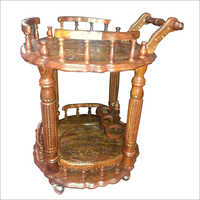 Sheesham Wood Trolley - Solid Sheesham Wood , Polished Finish, Elegant Brown Color, Indoor Home Furniture
