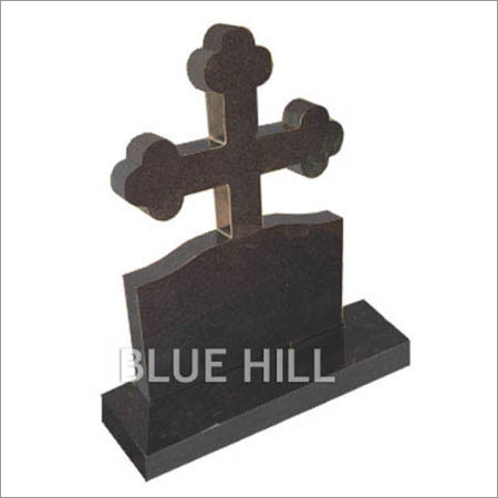 Cross Head Stone Granite Monument - Utmost Grade Polished Granite, 20-25mm Thickness, Custom Sizes | Ideal for Memorial Use with Christian Cross Design