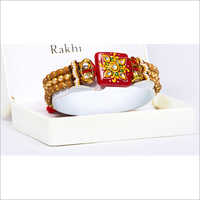 Premium Designer Rakhi - High-quality Polyester Thread, Attractive Pattern, Multi-color Options | Durable, Eco-friendly, Handmade, Non-toxic, Shiny Golden Embellishments