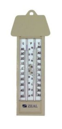 Max-min Thermometer 0-50 C - Mercury -40/+50 C & -20/+120 F , Housed In Plastic Case With Lid And Bulb Protection, Push Button Reset Of Indices