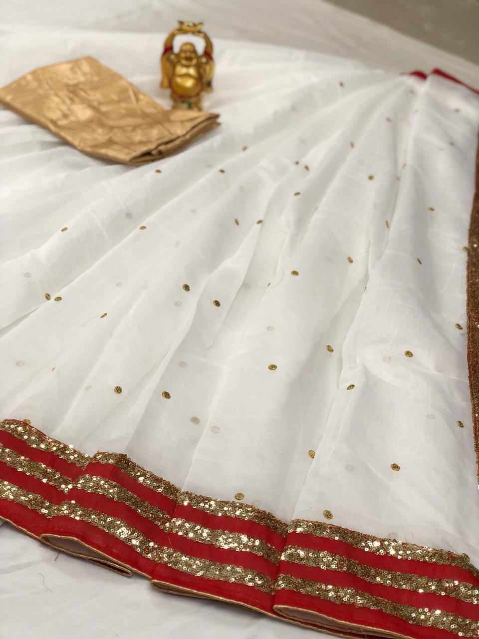 Pure Kora Chandari Paitani Saree