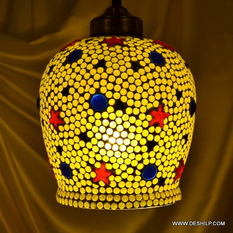 Round Yellow Mosaic Wall Hanging For Home Decor