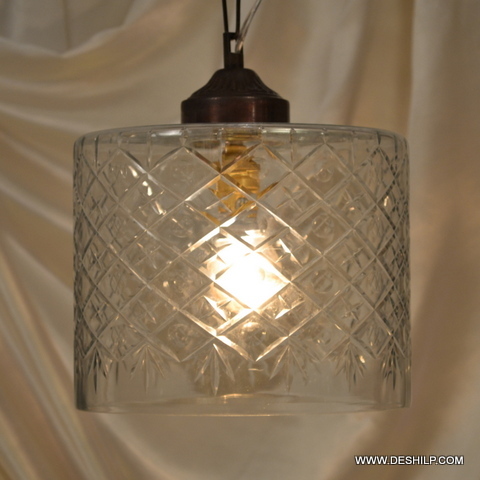 Modern Art Round Shaped Cutting Glass Antique Wall Hanging - Color: Transparent