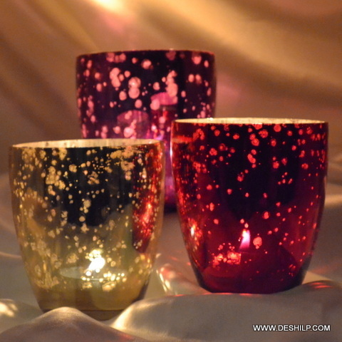 Handmade Colorful Glass T Light Candle Holder