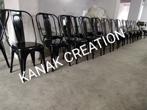 Handmade Industrial Tolix Style Matte Black Chair