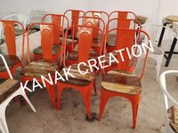 Tolix chair with wooden set top (red)